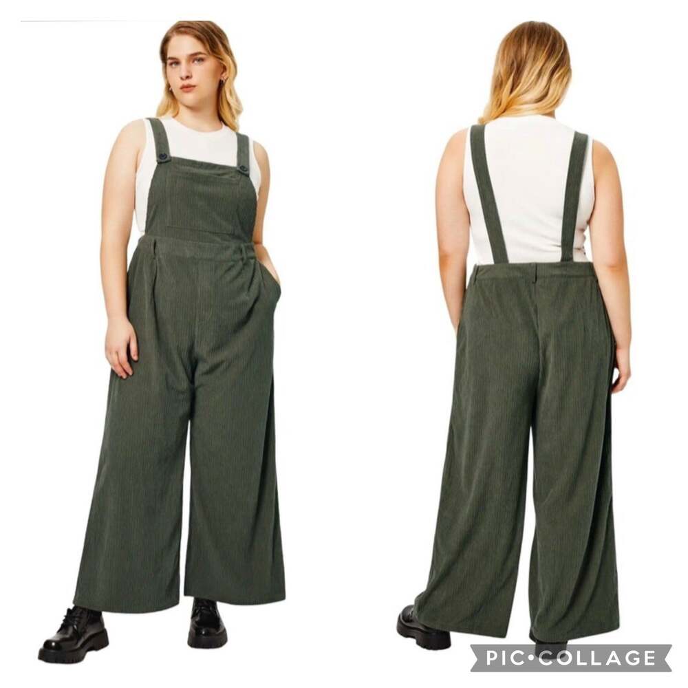 Cider Olive Green Corduroy Overalls NEW Plus Size 2X